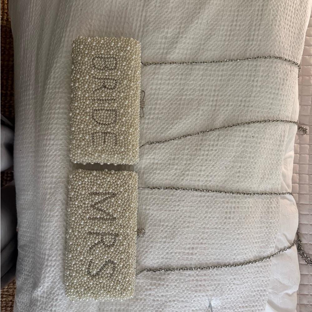 Pearl Beaded Bride and Mrs Clutch Set